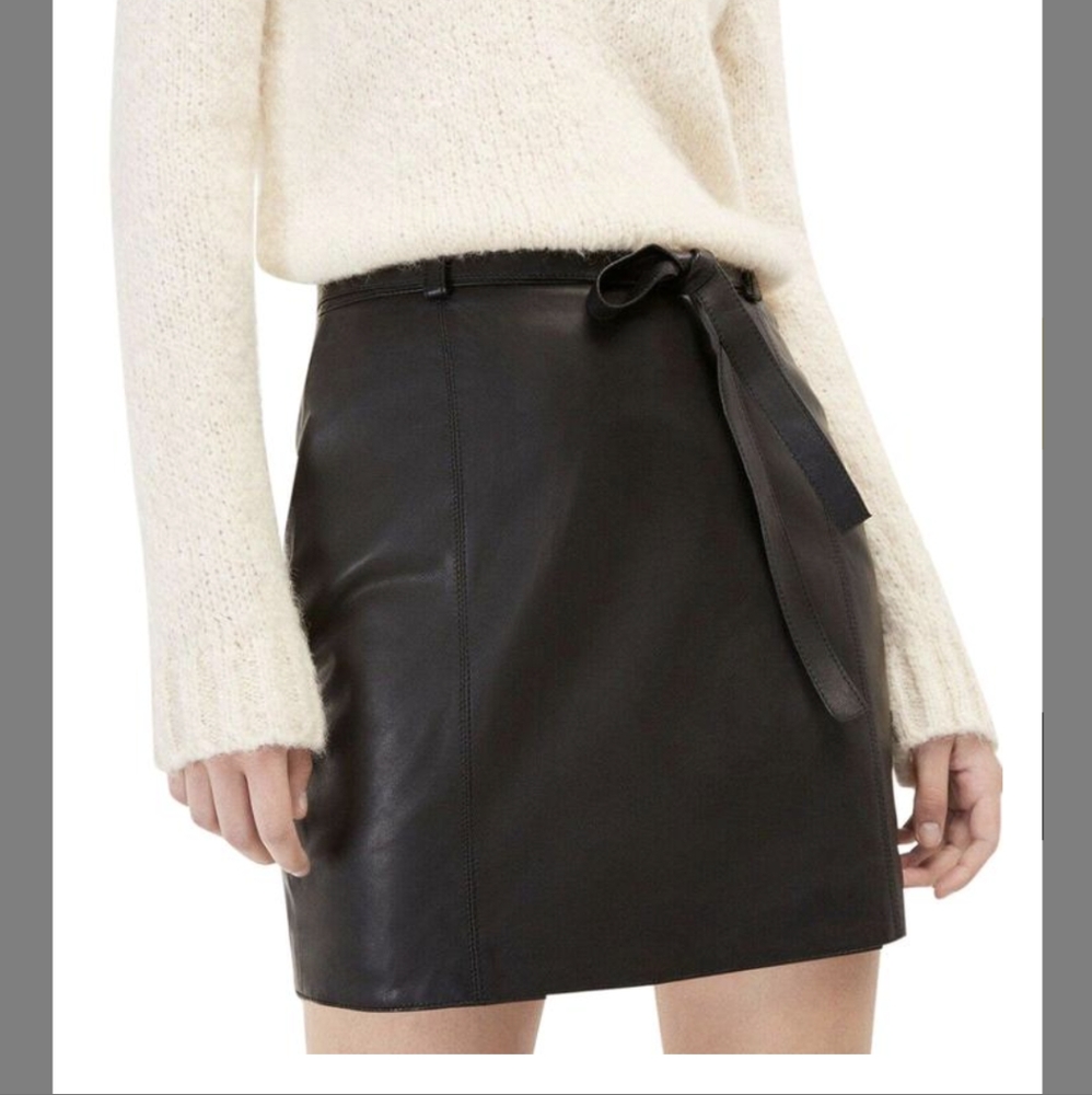 Massimo Dutti Genuine Leather Mini Skirt, size S